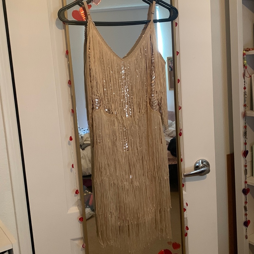 Gold Flapper Girl Dress